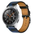 Replacement PU leather smart watch strap with blue contour pattern and brown lining. - 26# Black Electric Blue