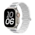 Μαγνητικό λουράκι σιλικόνης συμβατό με Apple Watch Ultra, μοντέρνο λευκό και γκρι σχέδιο. - 44/45/46/49mm Universal / Λευκό και Γκρι