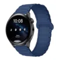 Dark blue silicone magnetic watch band, comfortable replacement strap for smart watches. - 20mm / Midnight Blue