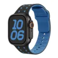 Cinturino e cassa per orologio in silicone compatibili con Apple Watch Ultra, nero e blu. - Blu nero