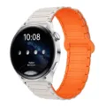 Replacement magnetic silicone watch strap with stylish two-tone design for smartwatches. - 20mm / Starlight with Orange