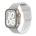 Silikonarmband kompatibel mit Apple Watch Ultra Serie, atmungsaktives weiches Ersatzband. - 44/45/46/49MM / Grau und Weiß