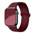 Maroon silicone magnetic watch strap compatible with smartwatch variant design stylish accessory. - Burgundy
