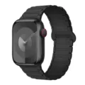 Detailed view of black replacement silicone magnetic watch band compatible with smartwatches. - Black