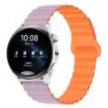 Dual-color silicone magnetic loop watch strap, flexible and comfortable daily wear accessory. - 20mm / 16# Light Purple with Orange