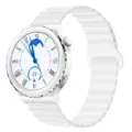 Silicone magnetic watch strap detail view, flexible white band replacement for smart watches. - 20mm / 17# Ceramic White