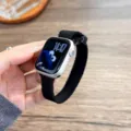 Nylon gevlochten magnetische band compatible met Apple Watch zwarte vervangende horlogeband - Zwart