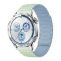 Smartwatch replacement strap magnetic silicone modular design compatible with major watch models - 18mm / Antique White & Mist Blue