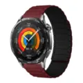 Replacement silicone magnetic watch strap for smart watch, durable red and black design band. - 18mm / Wine Red and Black