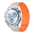 Replacement silicone magnetic watch strap and smartwatch compatible with multiple models. - 18mm / Starlight with Orange
