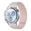 Replacement silicone magnetic watch strap compatible with smartwatches, stylish and durable design. - 18mm / Starlight with Oxford Pink