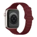 Silicone magnetic watch strap compatible with Apple Watch, wine red paw design replacement band. - Burgundy