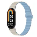 Correa de reloj magnetica de silicona de repuesto bicolor para pulsera inteligente - 14mm / Blanco antiguo y azul niebla