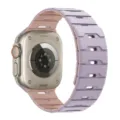 Cinturino per orologio in silicone magnetico bicolore con design a squame di drago per smartwatch. - 44/45/46/49MM Universale / Viola chiaro e sabbia rosa