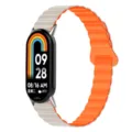 Correa de repuesto magnética de silicona para Xiaomi smartband, diseño de dos colores. - 14mm / Blanco estelar y naranja