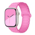 Pink silicone magnetic watch band replacement strap accessory detail view, durable and stylish fit. - Peony