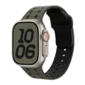 Silikon Ersatzarmband fuer Apple Watch Ultra, gruenes und schwarzes atmungsaktives Sportband. - 44/45/46/49MM / Grün und Schwarz