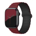 Maroon silicone magnetic replacement strap for Apple Watch, compatible watch band accessory. - Wine Red and Black