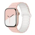 Pink silicone magnetic watch band compatible with Apple Watch replacement strap 41mm 45mm - Pink Sand and Official White