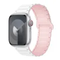 Compatible replacement magnetic silicone watch band strap for Apple Watch white pink color - Official White and Official Bright Pink