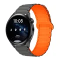 Cinturino per orologio in silicone magnetico di ricambio compatibile smartwatch. - 20mm / Grigio e Arancione