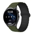 Cinturino per orologio in silicone magnetico, cinturino verde resistente per smartwatch. - 20mm / Verde Militare E Nero