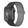 Black silicone magnetic watch band compatible with Apple Watch, multi-link replacement strap. - Black and Gray