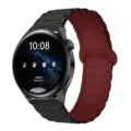 Cinturino per orologio in silicone magnetico di ricambio compatibile con Samsung e Huawei. - 20mm / Nero e Rosso Vino