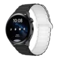 Cinturino per orologio in silicone magnetico universale, cinturino di ricambio bicolore. - 20mm / Bianco e nero