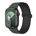 Silicone magnetic watch band compatible with Apple Watch, dark green three-bead strap. - Dark Green Black