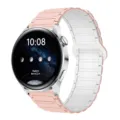 Cinturino per orologio in silicone magnetico rosa compatibile Samsung Huawei smartwatches - 20mm / Sabbia Rosa & Bianco
