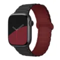 Magnetic silicone watch band replacement for Apple Watch ultra se series black red - Black and Wine Red
