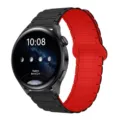 Cinturino per orologio in silicone magnetico compatibile con Samsung e Huawei GT. - 20mm / Nero con Rosso