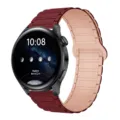 Cinturino di ricambio in silicone magnetico per smartwatch, elegante design bicolore. - 20mm / Rosso vino e sabbia rosa
