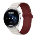Cinturino per orologio magnetico in silicone di ricambio compatibile Samsung Huawei beige rosso - 20mm / Galassia e rosso vino