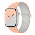 Replacement silicone magnetic watch band compatible with Apple Watch, orange and grey color. - Melon Green