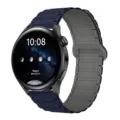 Smartwatch con cassa rotonda in metallo e cinturino magnetico in silicone blu, design. - 20mm / Indigo con grigio