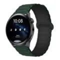 Cinturino di ricambio magnetico in silicone compatibile con smartwatch Samsung Huawei - 20mm / Verde scuro con nero