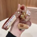 Cute chocolate milk tea liquid quicksand keychain acrylic bag pendant student gift accessory - Chocolate - Cloud