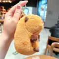 Cute capybara plush keychain brown stuffed animal toy soft bag pendant accessory gift - Orange Capybara