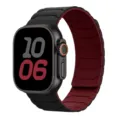 Silicone magnetic watch strap case replacement for Apple Watch Ultra series black red accessory detail - 22mm / Black + Wine Red