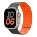 Siliconen magnetische horlogeband geschikt voor Apple Watch Ultra, stijlvolle sportband. - Grijs + Oranje