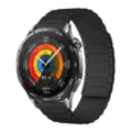 Replacement silicone magnetic watch band compatible with smart watch, black armored strap. - 18mm / Black