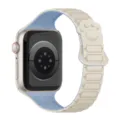 Silicone magnetic watch strap replacement compatible with Apple watch cute paw design beige blue - Antique White & Mist Blue
