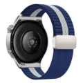 Detailed rear view of the 22mm nylon woven replacement watch strap with magnetic clasp. - 22mm / Blue and White Stripes