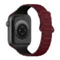 Silicone magnetic watch strap replacement compatible with Apple Watch, dark red paw design. - Wine Red and Black