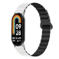 Σιλικόνης μαγνητικό λουράκι ανλλαγής για fitness tracker, κομψό σχέδιο κυμάτων σε μαύρο και λευκό. - Xiaomi Band 8/9/10/11 / Λευκό και Μαύρο