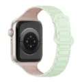 Silicone magnetic watch strap with cute paw design, compatible with apple smart watch. - Light Mint Match Oxford Pink