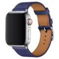 Replacement leather strap compatible with Apple Watch, stylish purple textured band for smart watch. - Royal Blue