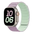 Siliconen magnetisch horlogebandje voor Apple Watch Ultra, paars en groen tweedelig bandje. - Lichtpaars + lichtmunt